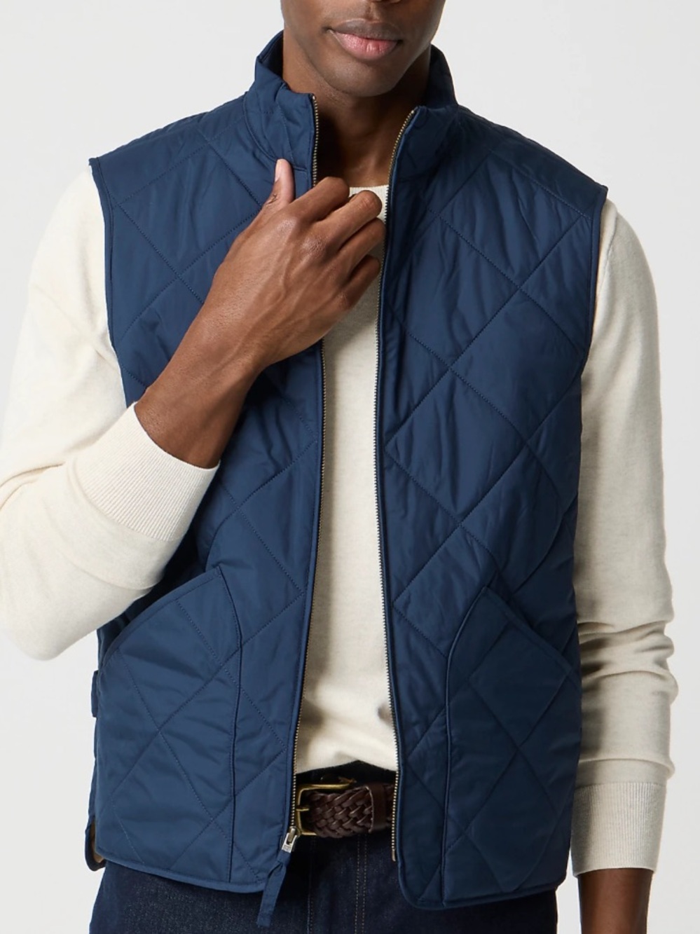 J. Crew Factory Quilted Reversible Vest in Blue and Tan Size M